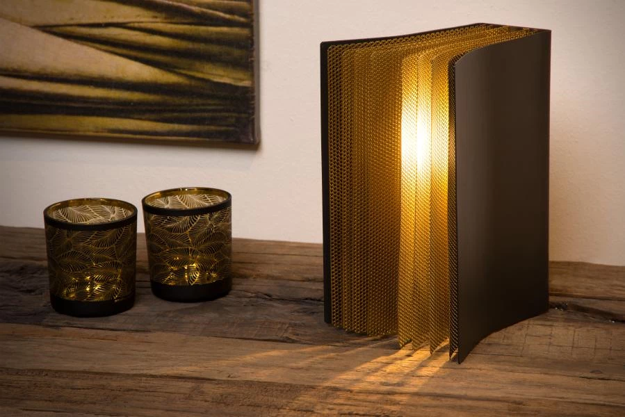 Lucide EXTRAVAGANZA LIVRET - Table lamp - 1xE14 - Black - atmosphere 1